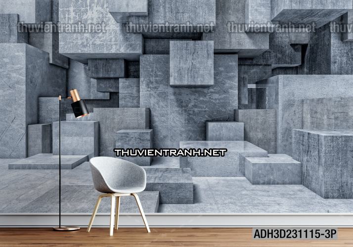 Tranh 3D, tranh dán tường, tranh  nổi khối hình học - Tranh tường chất lượng cao
