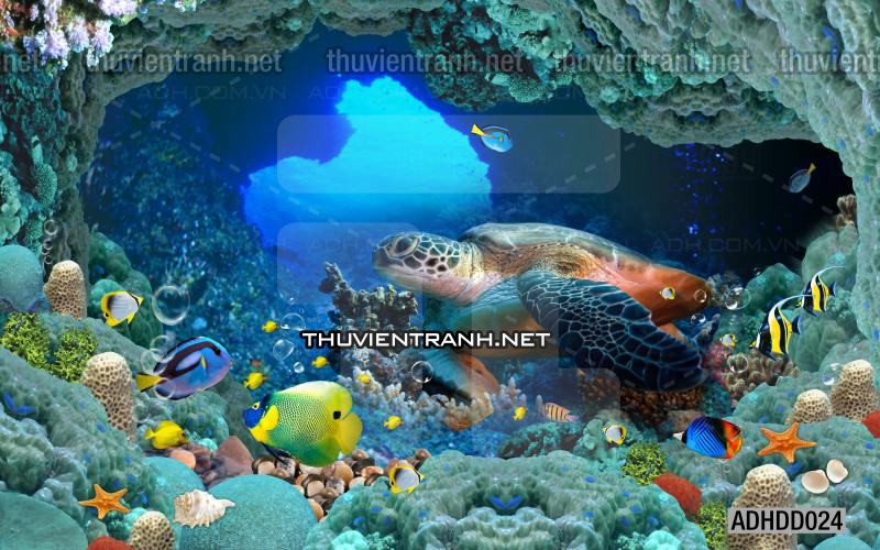 Tranh 3D cảnh dưới đáy Đại Dương xanh, tranh dán tường trang trí sinh vật Biển - Kết quả tìm kiếm tranh tường