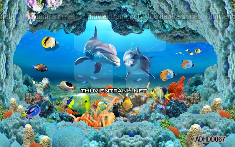 Tranh 3D cảnh dưới đáy Đại Dương xanh, tranh dán tường trang trí sinh vật Biển - Kết quả tìm kiếm tranh tường