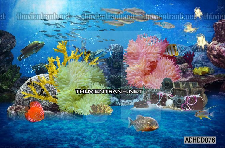 Tranh 3D cảnh dưới đáy Đại Dương xanh, tranh dán tường trang trí sinh vật Biển - Kết quả tìm kiếm tranh tường