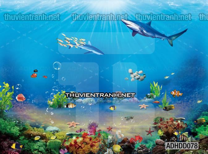 Tranh 3D cảnh dưới đáy Đại Dương xanh, tranh dán tường trang trí sinh vật Biển - Kết quả tìm kiếm tranh tường