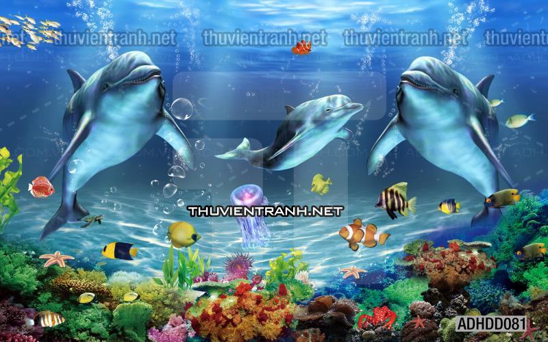Tranh 3D cảnh dưới đáy Đại Dương xanh, tranh dán tường trang trí sinh vật Biển - Kết quả tìm kiếm tranh tường