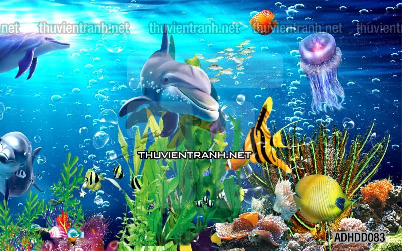 Tranh 3D cảnh dưới đáy Đại Dương xanh, tranh dán tường trang trí sinh vật Biển - Kết quả tìm kiếm tranh tường