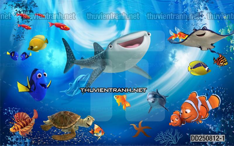 Tranh 3D cảnh dưới đáy Đại Dương xanh, tranh dán tường trang trí sinh vật Biển - Kết quả tìm kiếm tranh tường