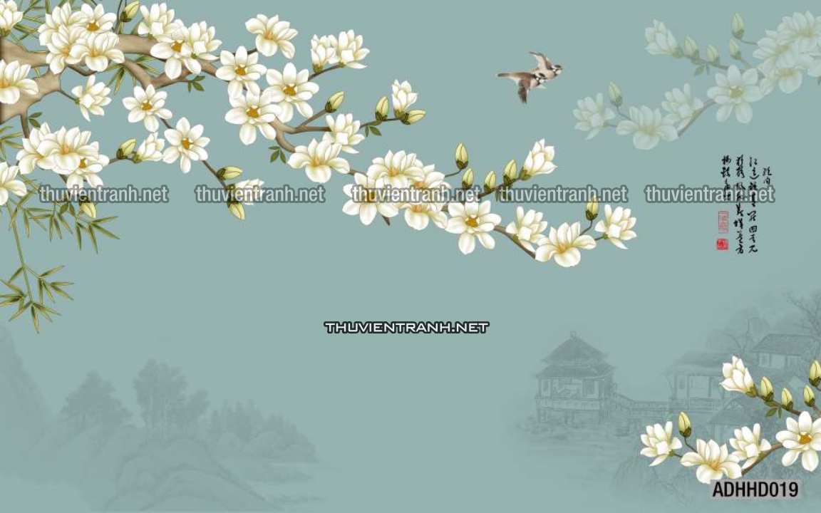 Hoa Đào, Hoa Mộc Lan, phong cách trang trí Chinoiserier, Tranh vẽ hoa Trung Quốc - Kết quả tìm kiếm tranh tường
