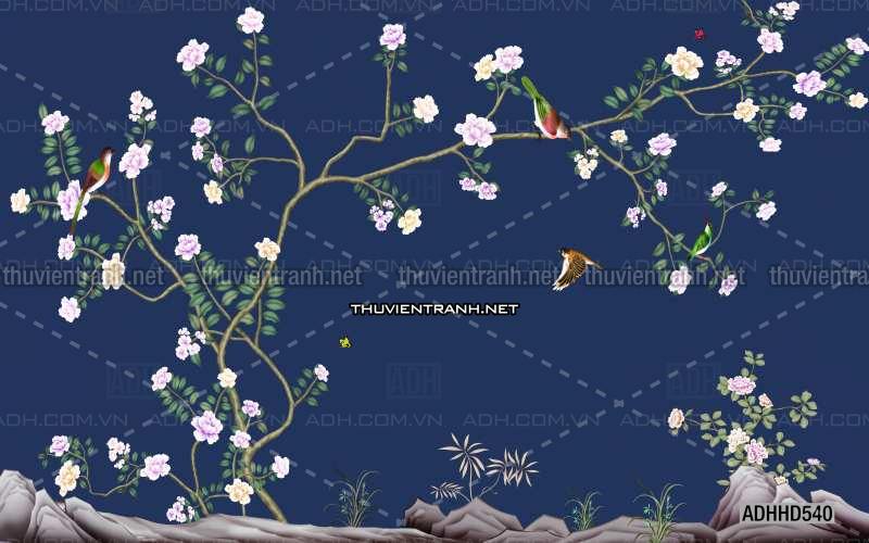 Hoa Đào, Hoa Mộc Lan, phong cách trang trí Chinoiserier, Tranh vẽ hoa Trung Quốc - Kết quả tìm kiếm tranh tường