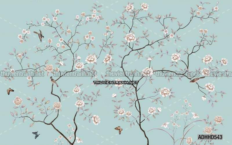 Hoa Đào, Hoa Mộc Lan, phong cách trang trí Chinoiserier, Tranh vẽ hoa Trung Quốc - Kết quả tìm kiếm tranh tường