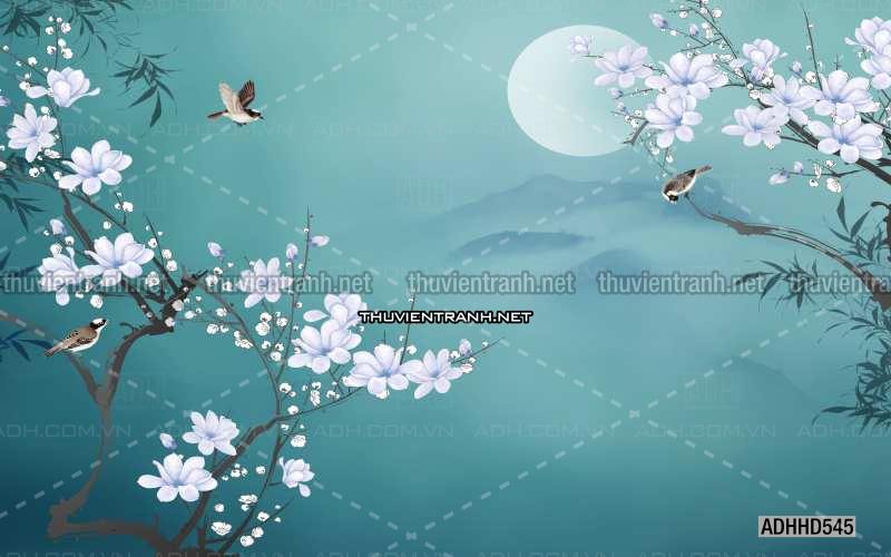 Hoa Đào, Hoa Mộc Lan, phong cách trang trí Chinoiserier, Tranh vẽ hoa Trung Quốc - Kết quả tìm kiếm tranh tường
