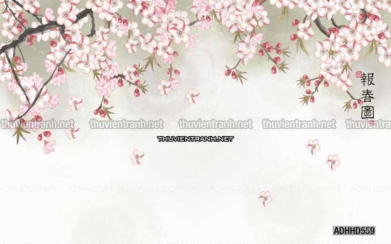 Hoa Đào, Hoa Mộc Lan, phong cách trang trí Chinoiserier, Tranh vẽ hoa Trung Quốc - Kết quả tìm kiếm tranh tường