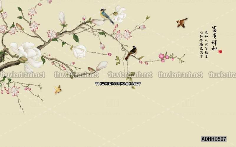 Hoa Đào, Hoa Mộc Lan, phong cách trang trí Chinoiserier, Tranh vẽ hoa Trung Quốc - Kết quả tìm kiếm tranh tường