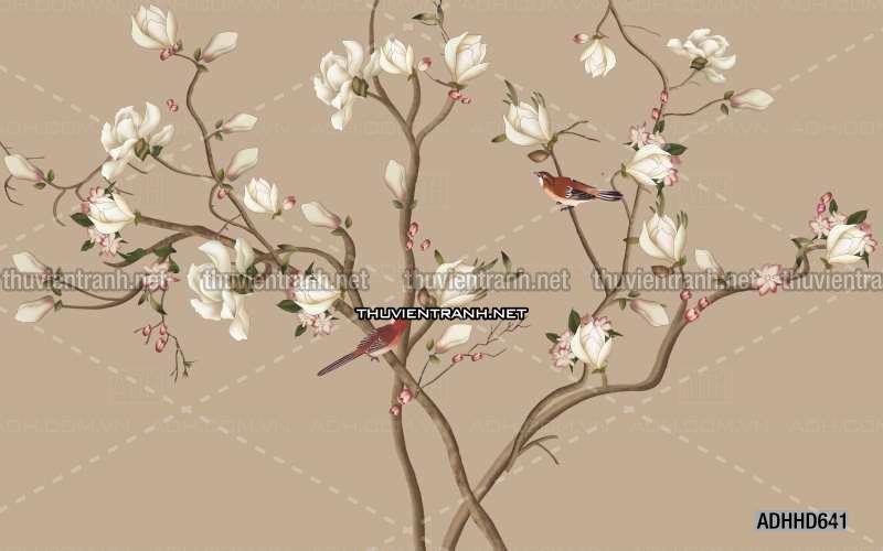 Hoa Đào, Hoa Mộc Lan, phong cách trang trí Chinoiserier, Tranh vẽ hoa Trung Quốc - Kết quả tìm kiếm tranh tường