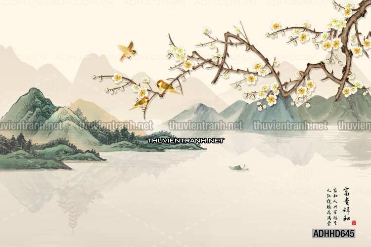Hoa Đào, Hoa Mộc Lan, phong cách trang trí Chinoiserier, Tranh vẽ hoa Trung Quốc - Kết quả tìm kiếm tranh tường