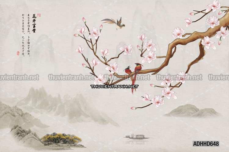Hoa Đào, Hoa Mộc Lan, phong cách trang trí Chinoiserier, Tranh vẽ hoa Trung Quốc - Kết quả tìm kiếm tranh tường