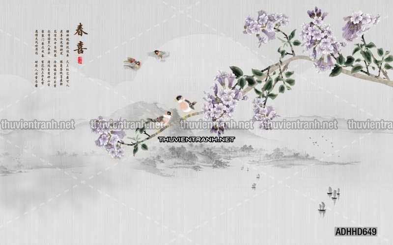Hoa Đào, Hoa Mộc Lan, phong cách trang trí Chinoiserier, Tranh vẽ hoa Trung Quốc - Kết quả tìm kiếm tranh tường