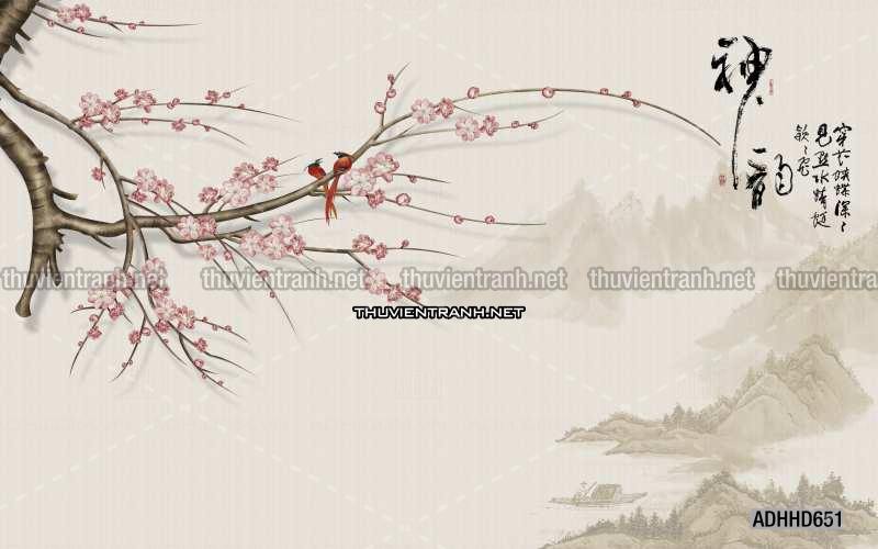 Hoa Đào, Hoa Mộc Lan, phong cách trang trí Chinoiserier, Tranh vẽ hoa Trung Quốc - Kết quả tìm kiếm tranh tường