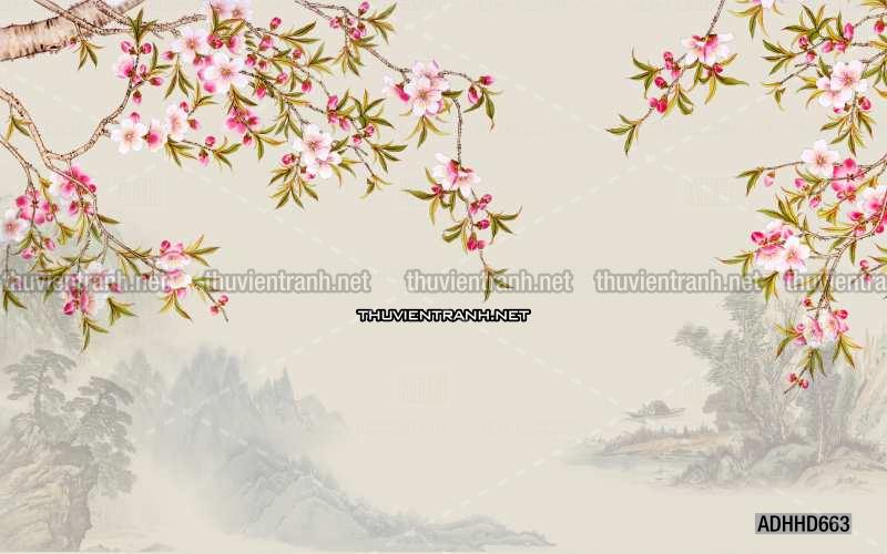 Hoa Đào, Hoa Mộc Lan, phong cách trang trí Chinoiserier, Tranh vẽ hoa Trung Quốc - Kết quả tìm kiếm tranh tường