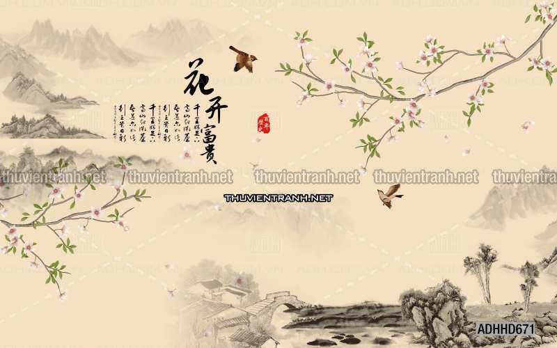 Hoa Đào, Hoa Mộc Lan, phong cách trang trí Chinoiserier, Tranh vẽ hoa Trung Quốc - Kết quả tìm kiếm tranh tường
