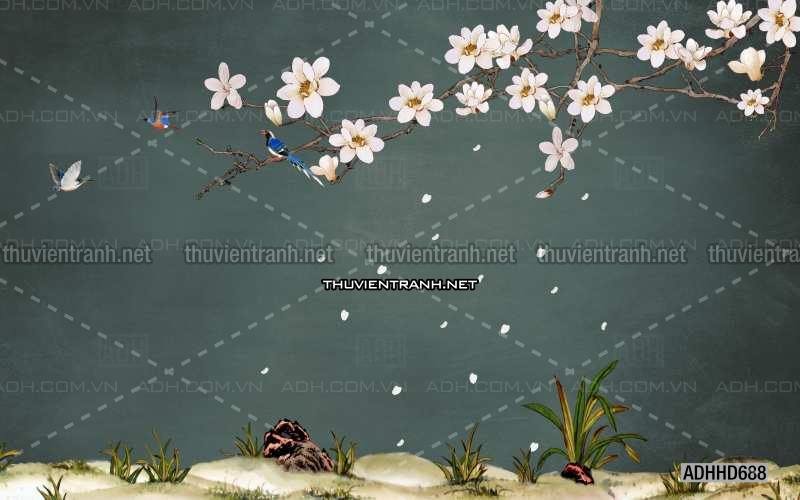 Hoa Đào, Hoa Mộc Lan, phong cách trang trí Chinoiserier, Tranh vẽ hoa Trung Quốc - Kết quả tìm kiếm tranh tường