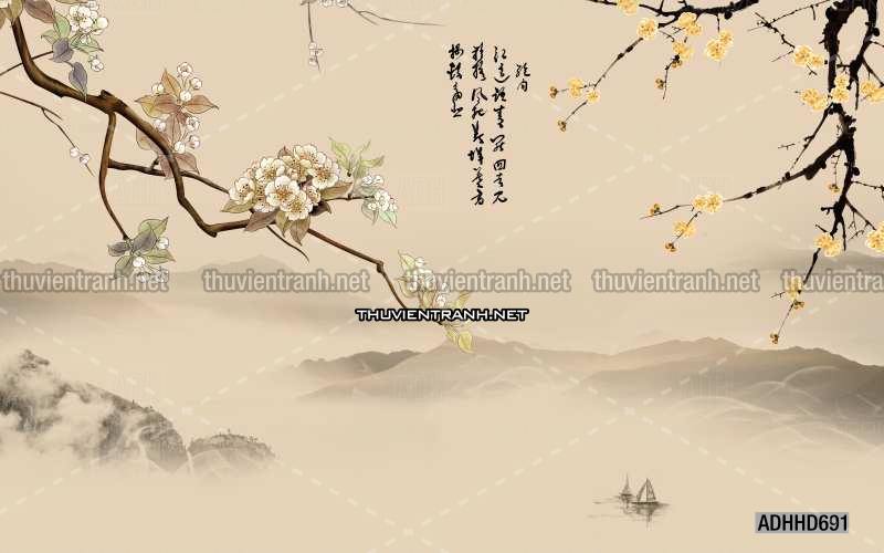 Hoa Đào, Hoa Mộc Lan, phong cách trang trí Chinoiserier, Tranh vẽ hoa Trung Quốc - Kết quả tìm kiếm tranh tường