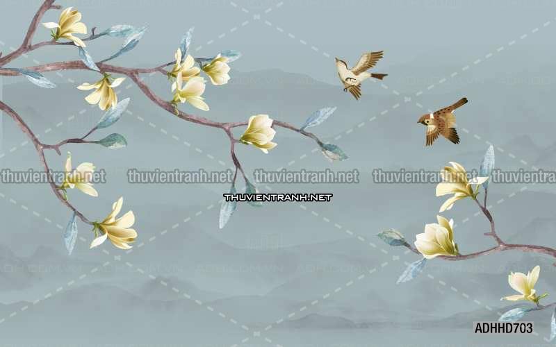Hoa Đào, Hoa Mộc Lan, phong cách trang trí Chinoiserier, Tranh vẽ hoa Trung Quốc - Kết quả tìm kiếm tranh tường