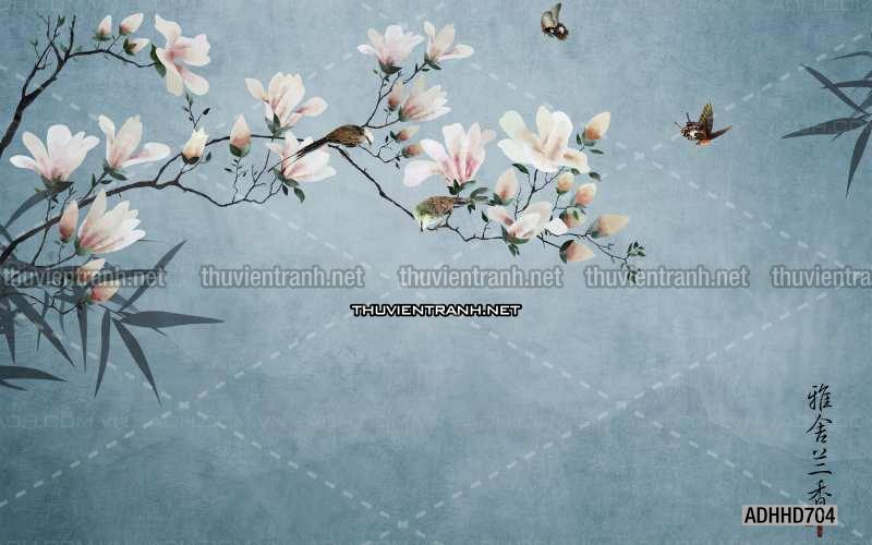 Hoa Đào, Hoa Mộc Lan, phong cách trang trí Chinoiserier, Tranh vẽ hoa Trung Quốc - Kết quả tìm kiếm tranh tường