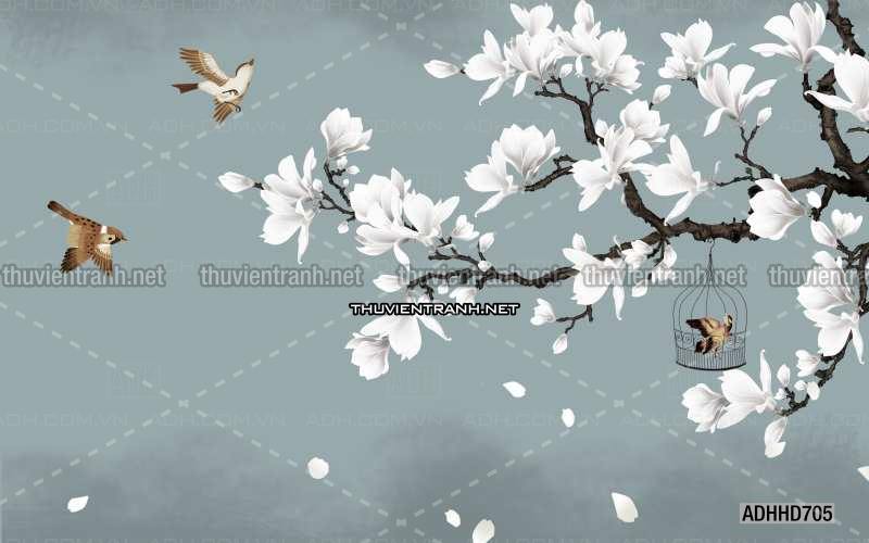 Hoa Đào, Hoa Mộc Lan, phong cách trang trí Chinoiserier, Tranh vẽ hoa Trung Quốc - Kết quả tìm kiếm tranh tường