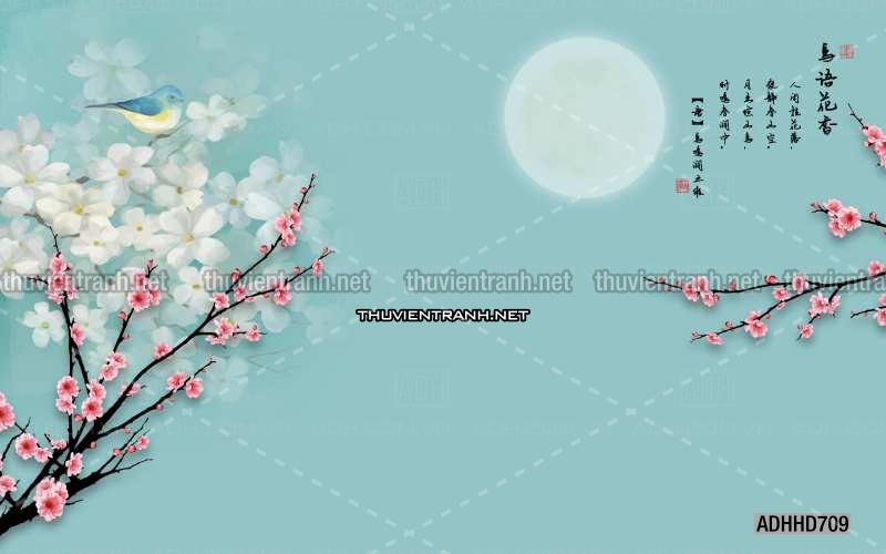 Hoa Đào, Hoa Mộc Lan, phong cách trang trí Chinoiserier, Tranh vẽ hoa Trung Quốc - Kết quả tìm kiếm tranh tường
