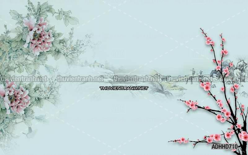 Hoa Đào, Hoa Mộc Lan, phong cách trang trí Chinoiserier, Tranh vẽ hoa Trung Quốc - Kết quả tìm kiếm tranh tường