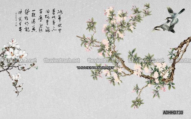 Hoa Đào, Hoa Mộc Lan, phong cách trang trí Chinoiserier, Tranh vẽ hoa Trung Quốc - Kết quả tìm kiếm tranh tường