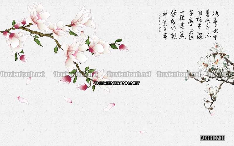 Hoa Đào, Hoa Mộc Lan, phong cách trang trí Chinoiserier, Tranh vẽ hoa Trung Quốc - Kết quả tìm kiếm tranh tường