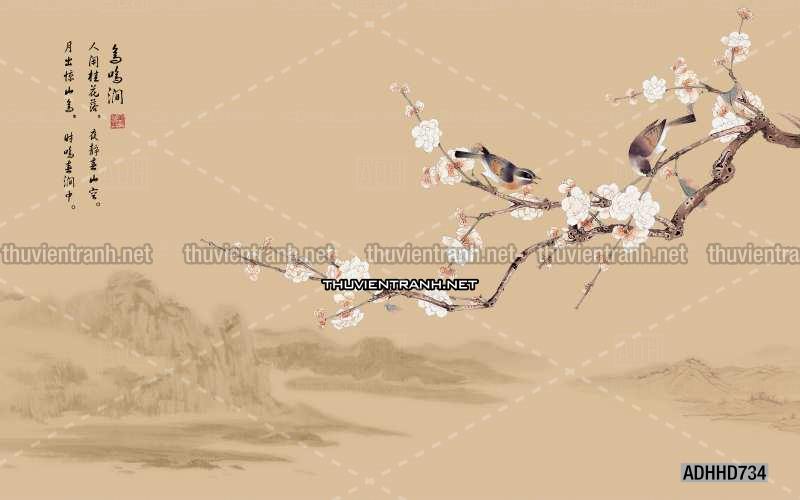 Hoa Đào, Hoa Mộc Lan, phong cách trang trí Chinoiserier, Tranh vẽ hoa Trung Quốc - Kết quả tìm kiếm tranh tường