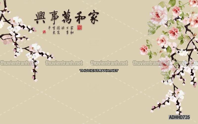 Hoa Đào, Hoa Mộc Lan, phong cách trang trí Chinoiserier, Tranh vẽ hoa Trung Quốc - Kết quả tìm kiếm tranh tường