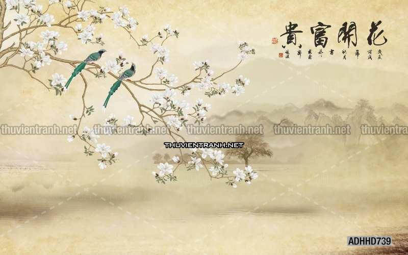 Hoa Đào, Hoa Mộc Lan, phong cách trang trí Chinoiserier, Tranh vẽ hoa Trung Quốc - Kết quả tìm kiếm tranh tường