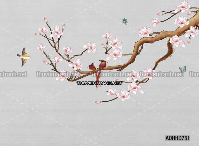 Hoa Đào, Hoa Mộc Lan, phong cách trang trí Chinoiserier, Tranh vẽ hoa Trung Quốc - Kết quả tìm kiếm tranh tường