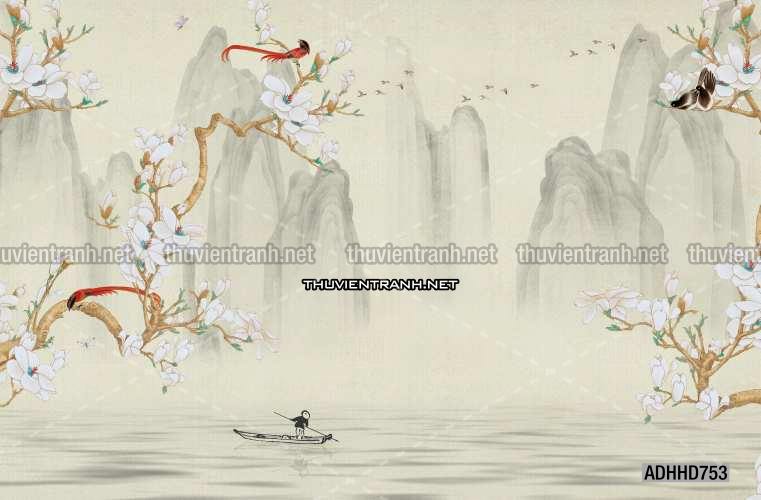 Hoa Đào, Hoa Mộc Lan, phong cách trang trí Chinoiserier, Tranh vẽ hoa Trung Quốc - Kết quả tìm kiếm tranh tường