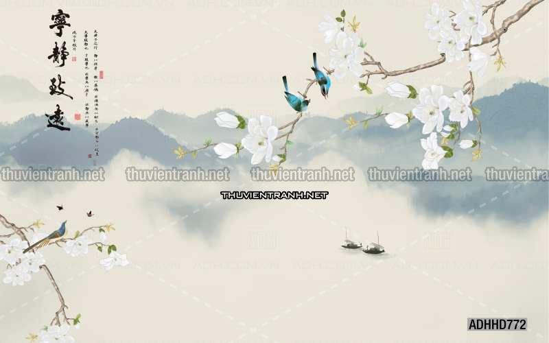 Hoa Đào, Hoa Mộc Lan, phong cách trang trí Chinoiserier, Tranh vẽ hoa Trung Quốc - Kết quả tìm kiếm tranh tường