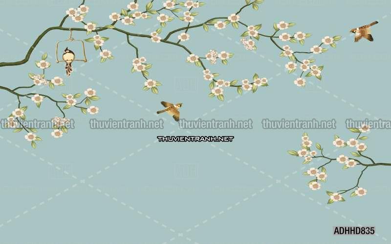 Hoa Đào, Hoa Mộc Lan, phong cách trang trí Chinoiserier, Tranh vẽ hoa Trung Quốc - Kết quả tìm kiếm tranh tường