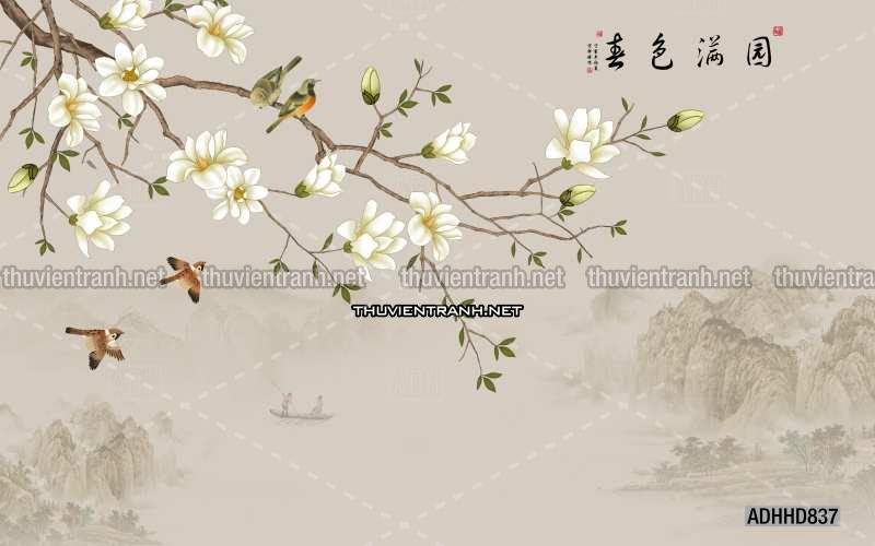 Hoa Đào, Hoa Mộc Lan, phong cách trang trí Chinoiserier, Tranh vẽ hoa Trung Quốc - Kết quả tìm kiếm tranh tường