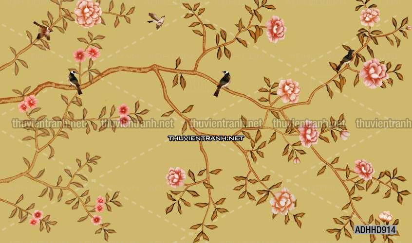 Hoa Đào, Hoa Mộc Lan, phong cách trang trí Chinoiserier, Tranh vẽ hoa Trung Quốc - Kết quả tìm kiếm tranh tường