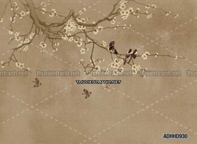 Hoa Đào, Hoa Mộc Lan, phong cách trang trí Chinoiserier, Tranh vẽ hoa Trung Quốc - Kết quả tìm kiếm tranh tường