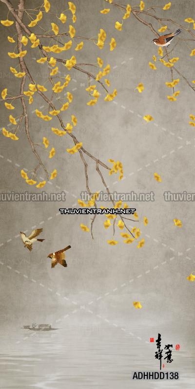  Hoa khổ đứng, hoa đào, hoa mộc lan trang trí (Phong cách Chinoiserier) - Tranh tường liên quan