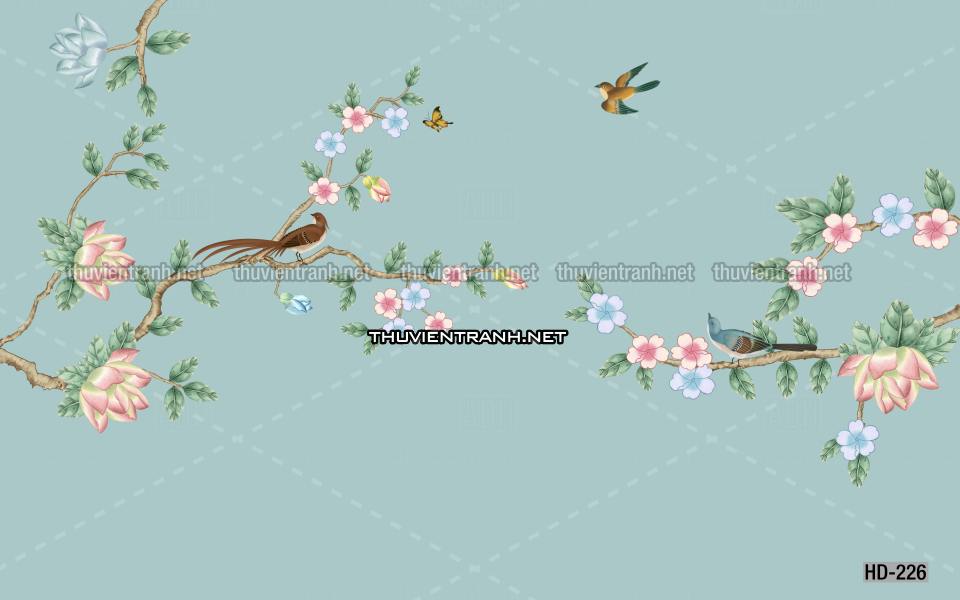 Hoa Đào, Hoa Mộc Lan, phong cách trang trí Chinoiserier, Tranh vẽ hoa Trung Quốc - Tranh tường liên quan