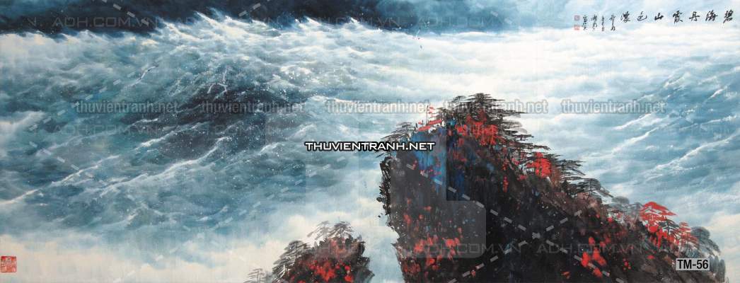 Tranh phong cảnh vẽ tay Trung Quốc, Thủy mặc, Màu nước, Tranh khổ rộng, tranh sơn thủy - Tranh tường chất lượng cao
