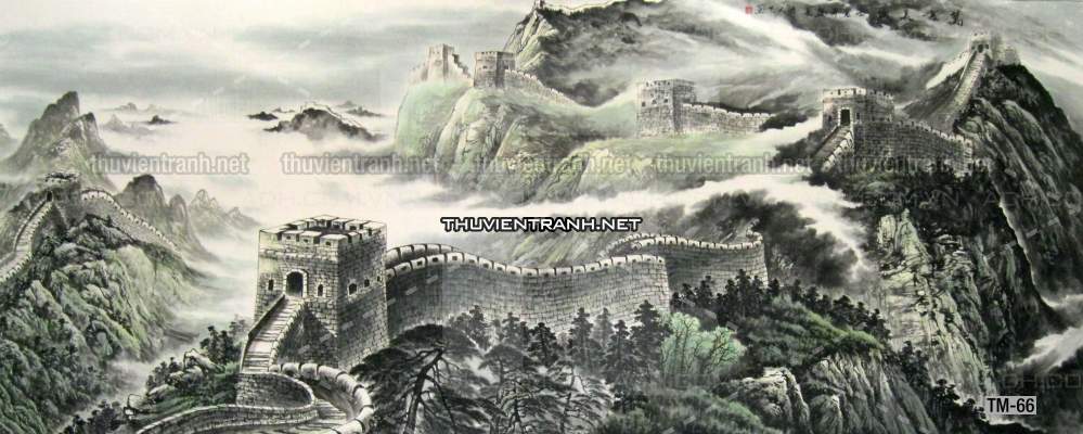 Tranh phong cảnh vẽ tay Trung Quốc, Thủy mặc, Màu nước, Tranh khổ rộng, tranh sơn thủy - Tranh tường chất lượng cao