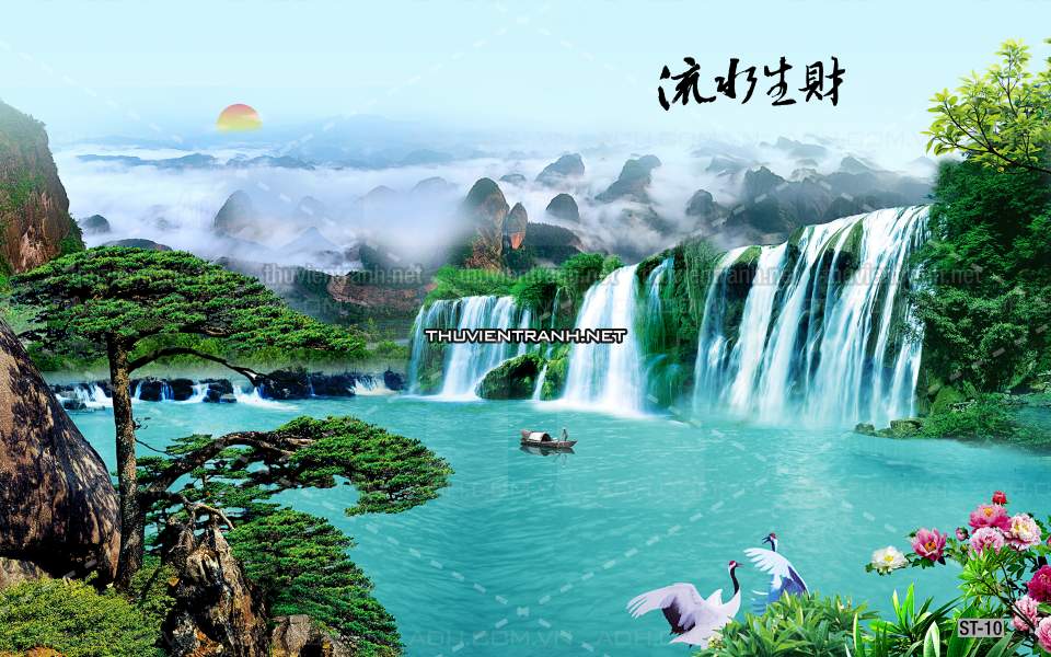 TRANH SƠN THỦY HỮU TÌNH, TRANH PHONG CẢNH SÔNG NÚI, TRUNG QUỐC - Tranh tường chất lượng cao