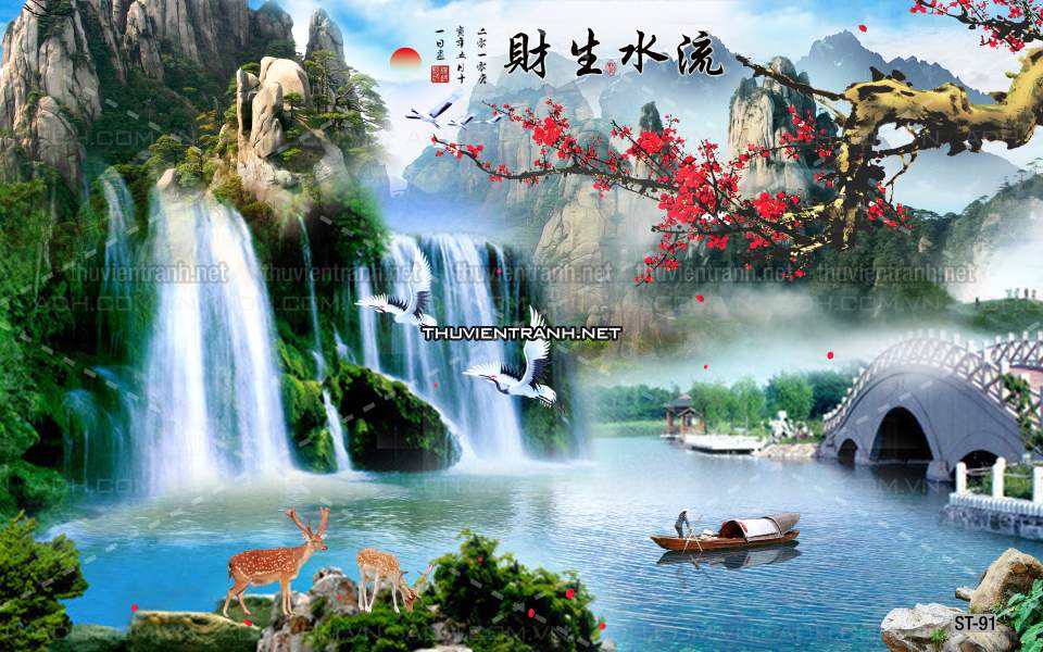 TRANH SƠN THỦY HỮU TÌNH, TRANH PHONG CẢNH SÔNG NÚI, TRUNG QUỐC - Tranh tường chất lượng cao