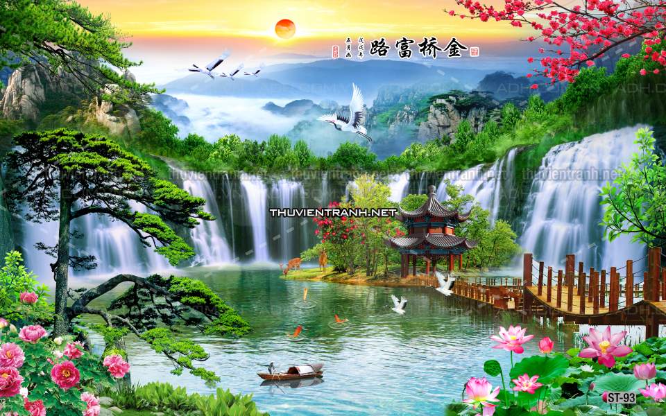 TRANH SƠN THỦY HỮU TÌNH, TRANH PHONG CẢNH SÔNG NÚI, TRUNG QUỐC - Tranh tường chất lượng cao