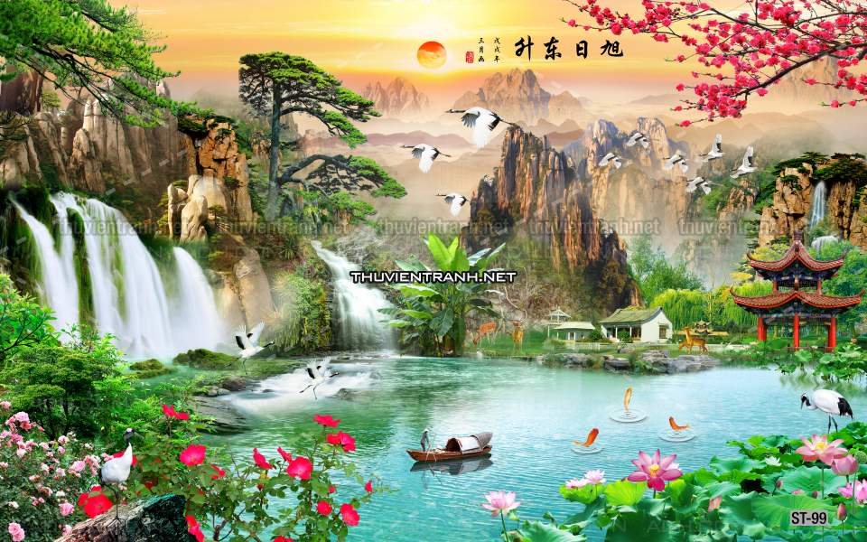 TRANH SƠN THỦY HỮU TÌNH, TRANH PHONG CẢNH SÔNG NÚI, TRUNG QUỐC - Tranh tường chất lượng cao