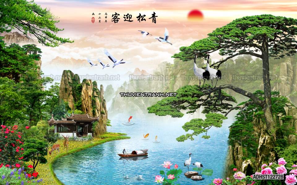 TRANH SƠN THỦY HỮU TÌNH, TRANH PHONG CẢNH SÔNG NÚI, TRUNG QUỐC - Tranh tường chất lượng cao