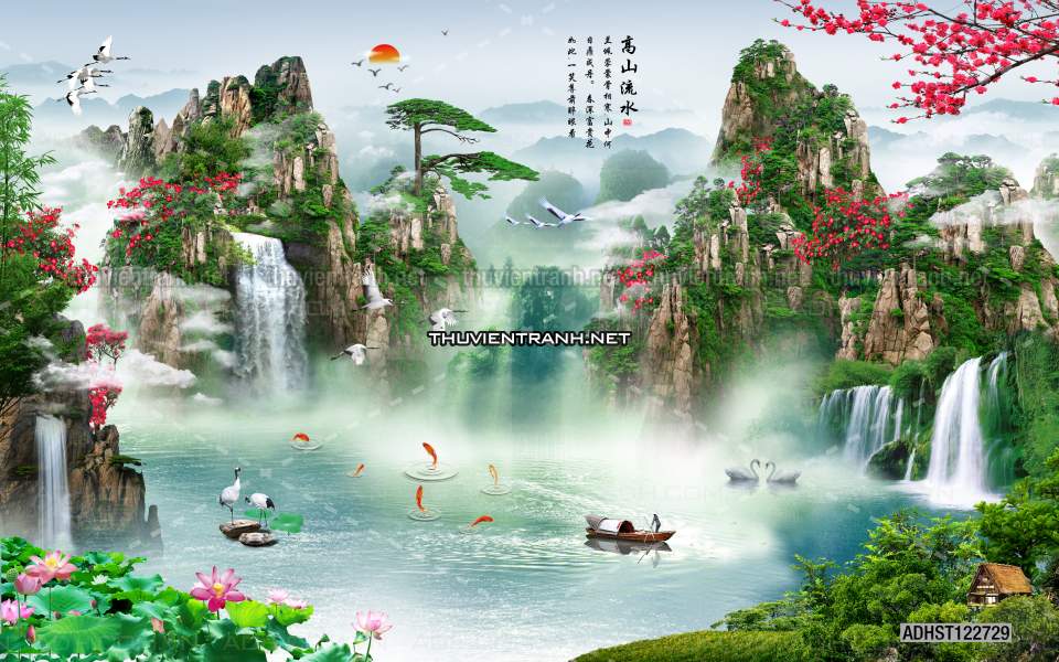 TRANH SƠN THỦY HỮU TÌNH, TRANH PHONG CẢNH SÔNG NÚI, TRUNG QUỐC - Tranh tường chất lượng cao
